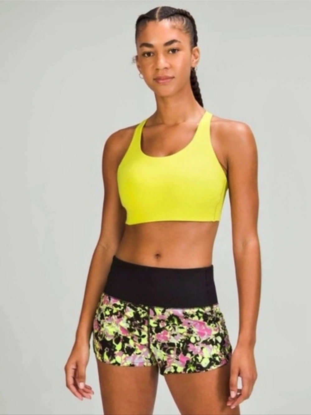 Lululemon Energy Bra High Support Yellow & Green Floral Sports Bra